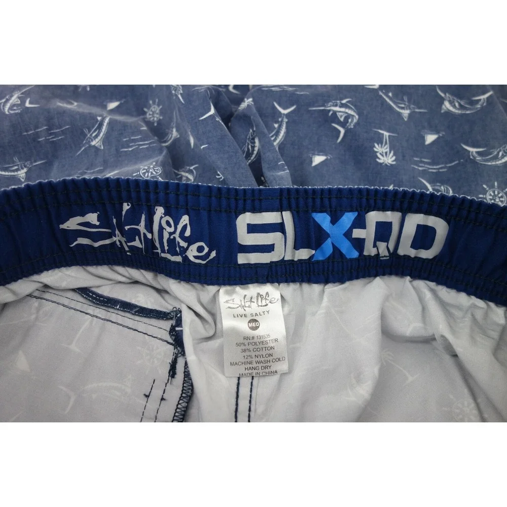 Salt Life AquaTrunks Men's SLX-QD Vapor Stretch‎ Board Swim Shorts size Med FISH